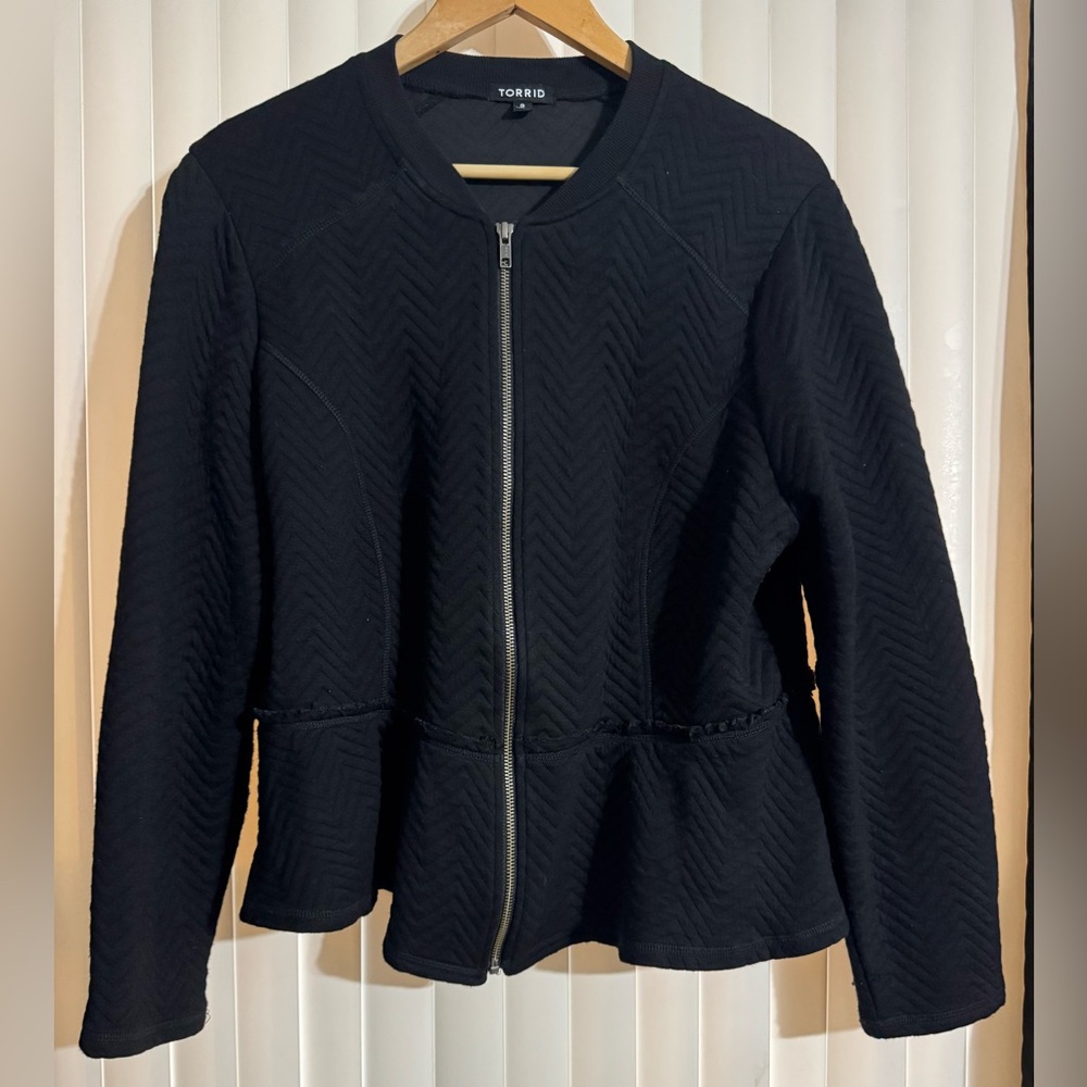Torrid Black Quilted Peplum Jacket